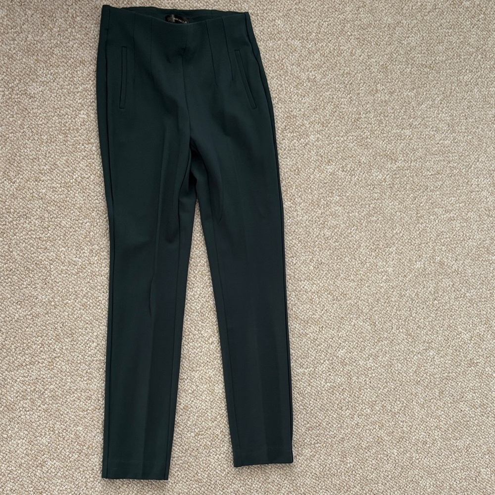 Ladies Rafaella Dark Green Slim Fit Pull Up Trousers